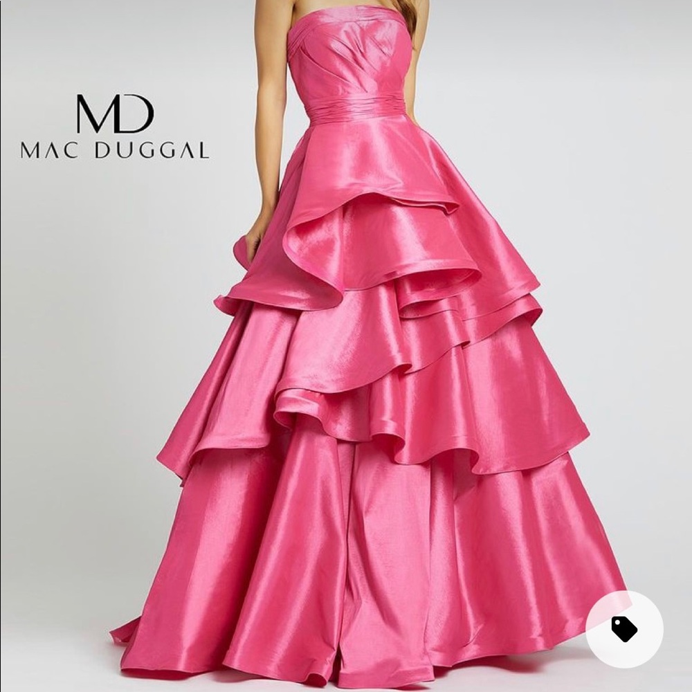 NWT Mac Duggal Hot Pink Prom Dress/Ball Gown A-Line Floor Length Layered Formal